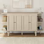 Farmhouse Murphy Bed Foldable Platform Bed Convertible Chest Cube Cabinet Bed with Curved Shelves and Charging Station