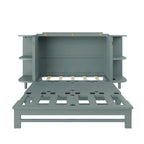 Farmhouse Murphy Bed Foldable Platform Bed Convertible Chest Cube Cabinet Bed with Curved Shelves and Charging Station