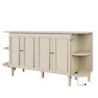 Farmhouse Murphy Bed Foldable Platform Bed Convertible Chest Cube Cabinet Bed with Curved Shelves and Charging Station