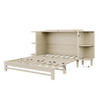 Farmhouse Murphy Bed Foldable Platform Bed Convertible Chest Cube Cabinet Bed with Curved Shelves and Charging Station