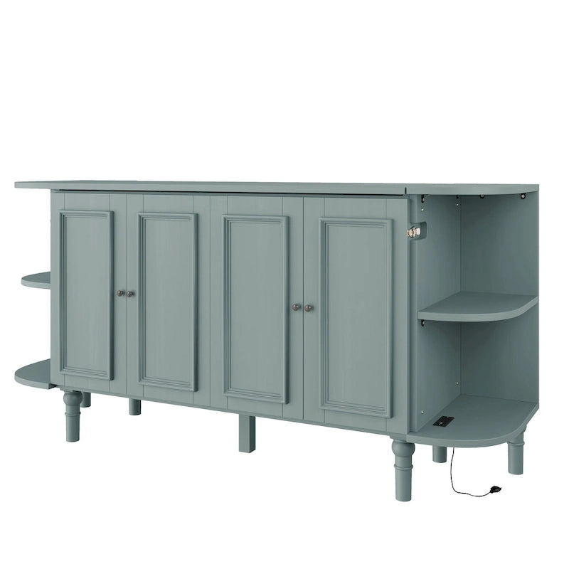 Farmhouse Murphy Bed Foldable Platform Bed Convertible Chest Cube Cabinet Bed with Curved Shelves and Charging Station