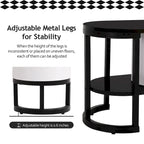 Modern Black White Retractable TV Stand with 3 Drawers and Metal Adjustable Legs for Living Room Bedroom