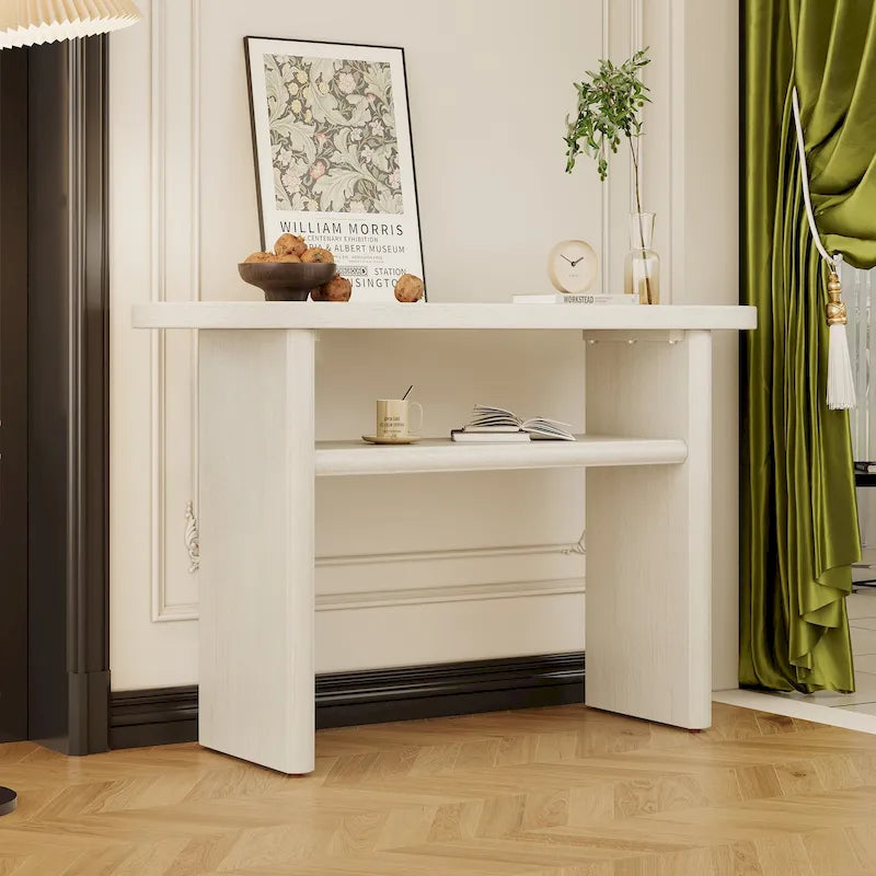 Elegant Minimalist Console Table with Rounded Edges and Sturdy Shelf Design for Entryway
