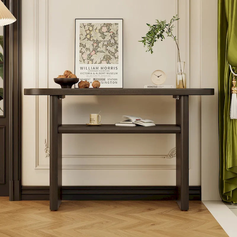 Elegant Minimalist Console Table with Rounded Edges and Sturdy Shelf Design for Entryway