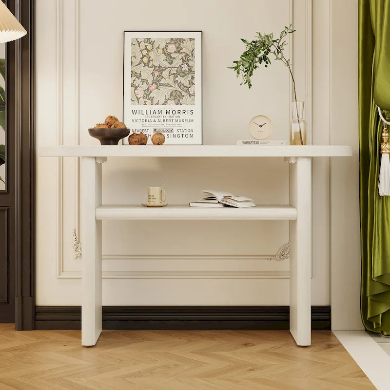 Elegant Minimalist Console Table with Rounded Edges and Sturdy Shelf Design for Entryway