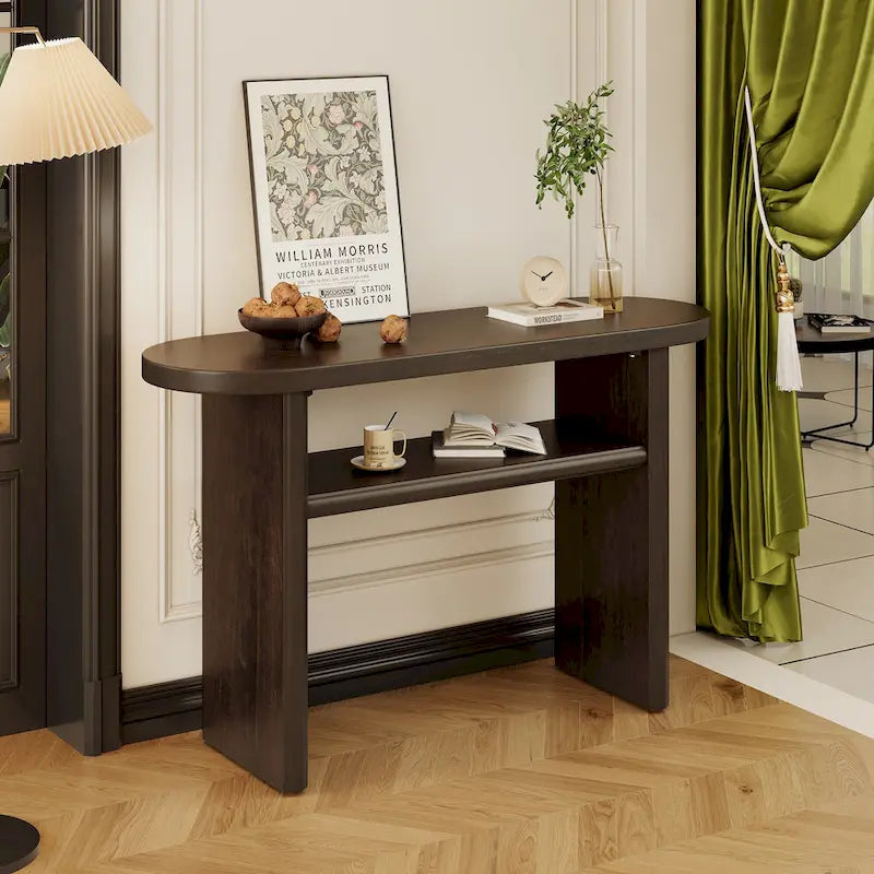 Elegant Minimalist Console Table with Rounded Edges and Sturdy Shelf Design for Entryway