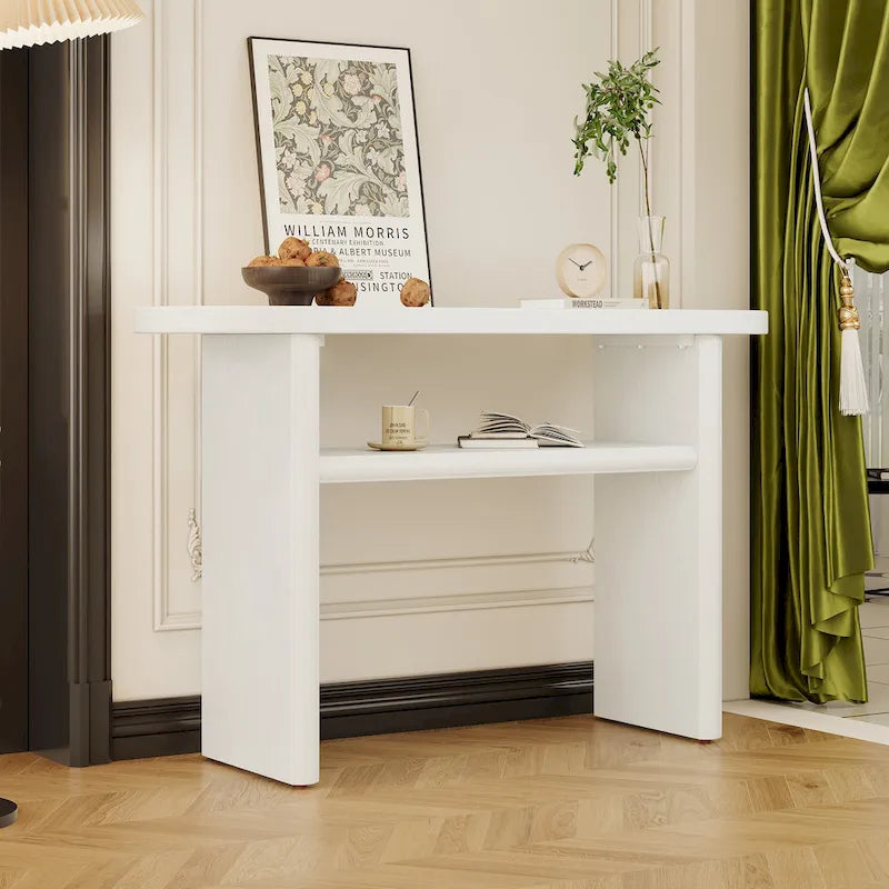 Elegant Minimalist Console Table with Rounded Edges and Sturdy Shelf Design for Entryway