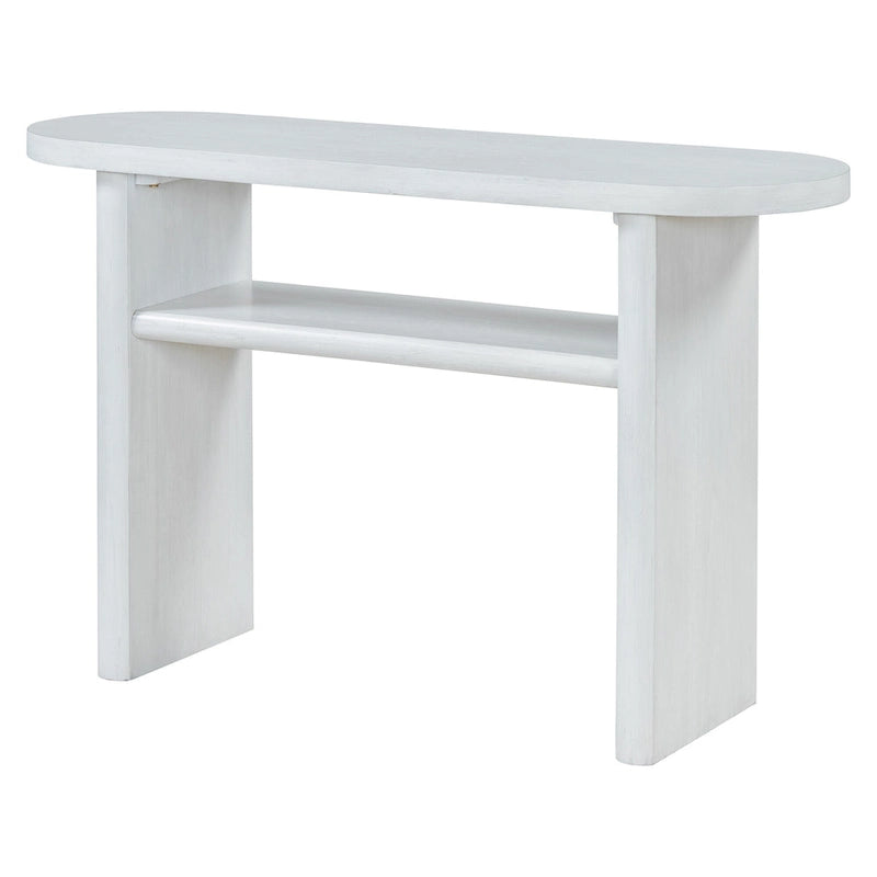 Elegant Minimalist Console Table with Rounded Edges and Sturdy Shelf Design for Entryway