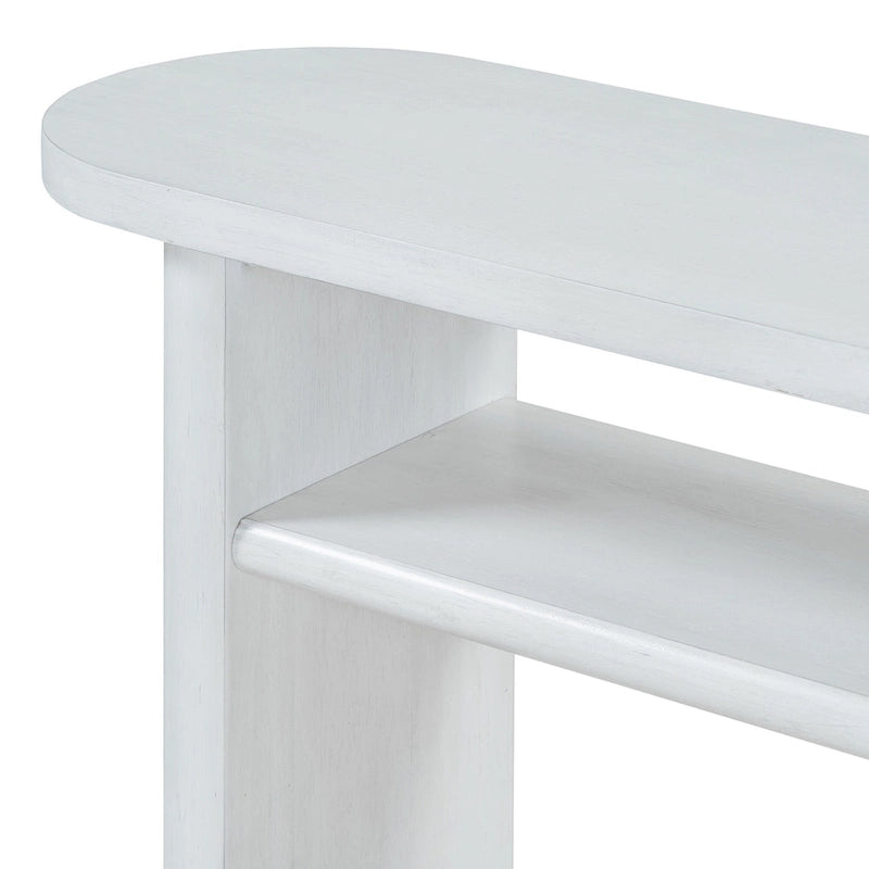 Elegant Minimalist Console Table with Rounded Edges and Sturdy Shelf Design for Entryway