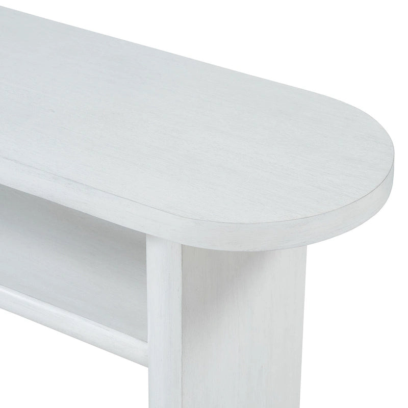 Elegant Minimalist Console Table with Rounded Edges and Sturdy Shelf Design for Entryway