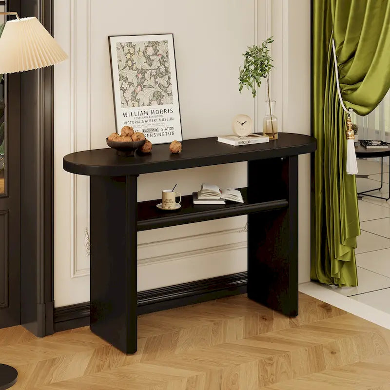 Elegant Minimalist Console Table with Rounded Edges and Sturdy Shelf Design for Entryway