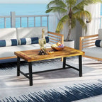 Gymax Acacia Wood Coffee Table Indoor Outdoor Rectangle Center Table
