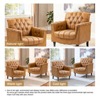 Tufted Vegan Leather Accent Chairs Set of 2, Armchair with Nailhead Trim