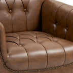 Tufted Vegan Leather Accent Chairs Set of 2, Armchair with Nailhead Trim