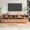 Freestanding TV Console TV Stand with 4 Drawers Media Console Table with Acrylic Transparent Storage for TVs up to 75