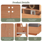 Freestanding TV Console TV Stand with 4 Drawers Media Console Table with Acrylic Transparent Storage for TVs up to 75