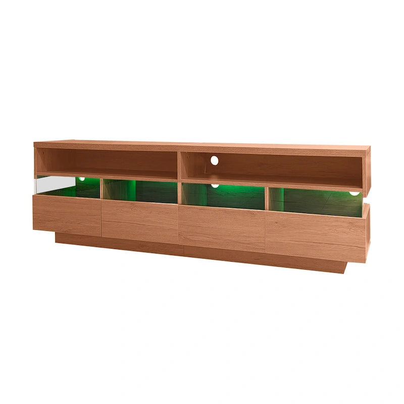 Freestanding TV Console TV Stand with 4 Drawers Media Console Table with Acrylic Transparent Storage for TVs up to 75