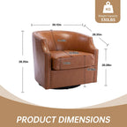 GALDWIN PU Leather/Linen Upholstered 360Degree Swivel Rivet Barrel Chair for Living Room