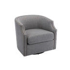 GALDWIN PU Leather/Linen Upholstered 360Degree Swivel Rivet Barrel Chair for Living Room