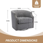 GALDWIN PU Leather/Linen Upholstered 360Degree Swivel Rivet Barrel Chair for Living Room