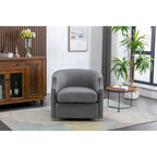 GALDWIN PU Leather/Linen Upholstered 360Degree Swivel Rivet Barrel Chair for Living Room