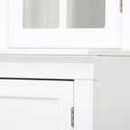 75.25 Tall Display Cabinet with Double Glass Doors, Traditional Style China Cabinet Hutch Cabinet
