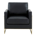 Lincoln Leather Accent Chair With Gold Frame Modern Single Seater Sofa for Living Room and Bedroom - 34
