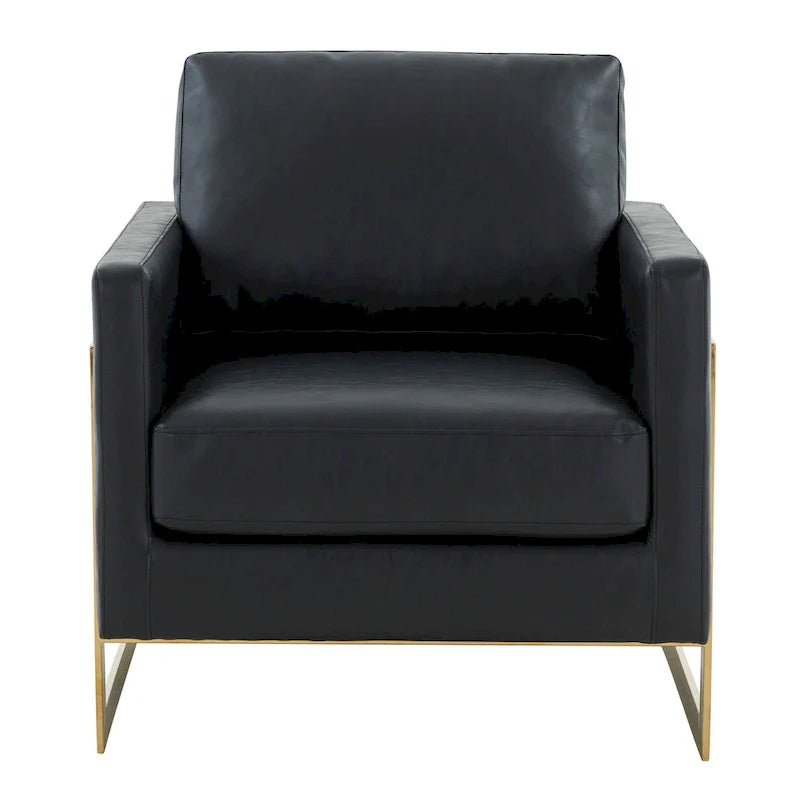 Lincoln Leather Accent Chair With Gold Frame Modern Single Seater Sofa for Living Room and Bedroom - 34