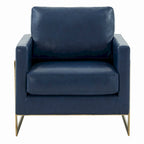 Lincoln Leather Accent Chair With Gold Frame Modern Single Seater Sofa for Living Room and Bedroom - 34