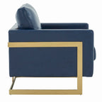 Lincoln Leather Accent Chair With Gold Frame Modern Single Seater Sofa for Living Room and Bedroom - 34