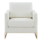 Lincoln Leather Accent Chair With Gold Frame Modern Single Seater Sofa for Living Room and Bedroom - 34