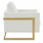 Lincoln Leather Accent Chair With Gold Frame Modern Single Seater Sofa for Living Room and Bedroom - 34