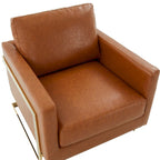 Lincoln Leather Accent Chair With Gold Frame Modern Single Seater Sofa for Living Room and Bedroom - 34
