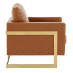 Lincoln Leather Accent Chair With Gold Frame Modern Single Seater Sofa for Living Room and Bedroom - 34