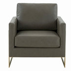 Lincoln Leather Accent Chair With Gold Frame Modern Single Seater Sofa for Living Room and Bedroom - 34