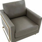 Lincoln Leather Accent Chair With Gold Frame Modern Single Seater Sofa for Living Room and Bedroom - 34