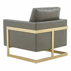 Lincoln Leather Accent Chair With Gold Frame Modern Single Seater Sofa for Living Room and Bedroom - 34