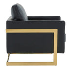 Lincoln Leather Accent Chair With Gold Frame Modern Single Seater Sofa for Living Room and Bedroom - 34