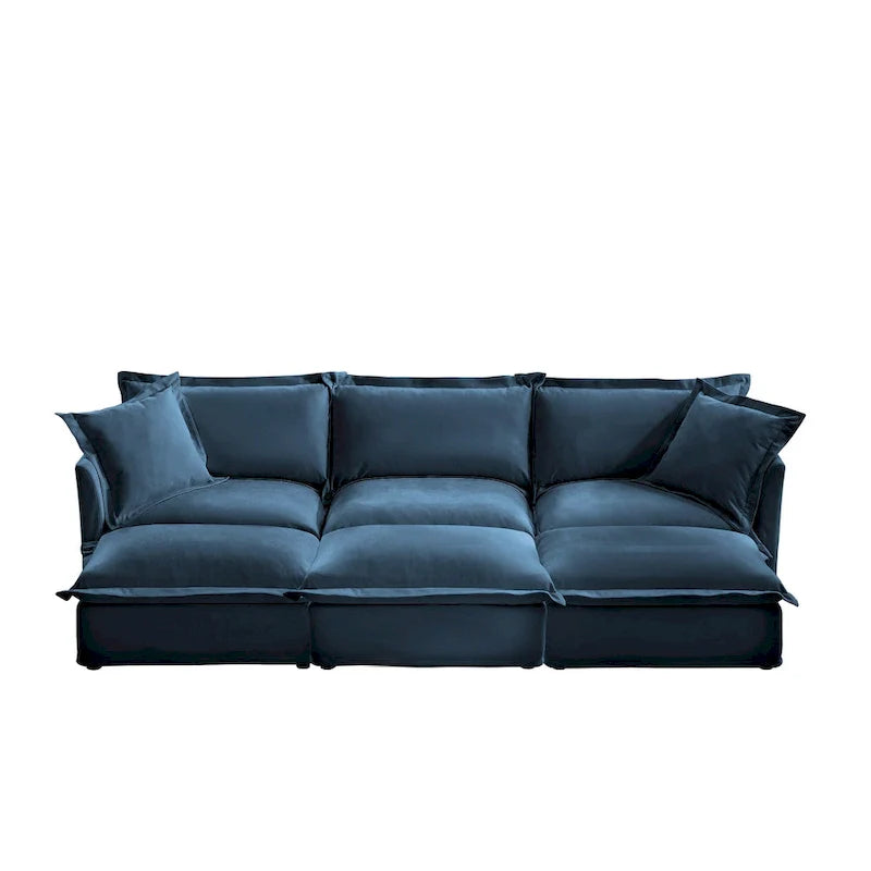 120 Chenille 3-Seater Sectional Sofa with 3 Ottomans