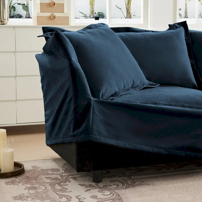 120 Chenille 3-Seater Sectional Sofa with 3 Ottomans