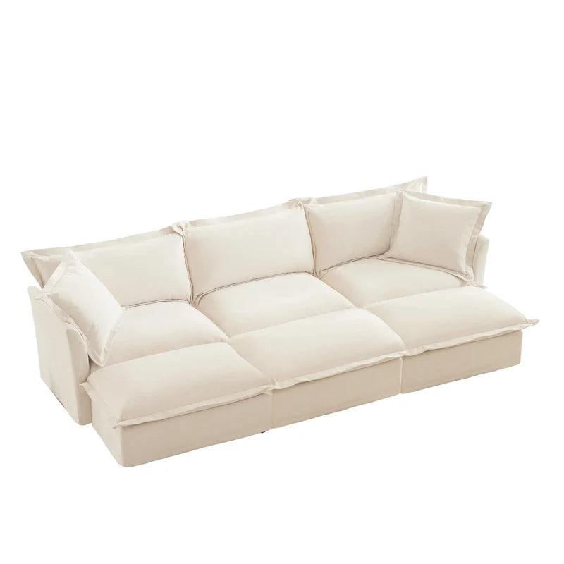 120 Chenille 3-Seater Sectional Sofa with 3 Ottomans