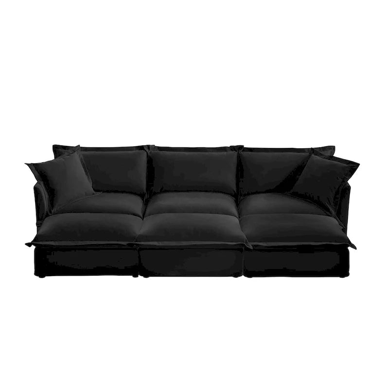 120 Chenille 3-Seater Sectional Sofa with 3 Ottomans