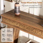 70.8-Inch Extra Long Console Table with Storage Shelf, 2-Tier Farmhouse Entryway Table - 70.87 L x 11.81 W x 31.5 H