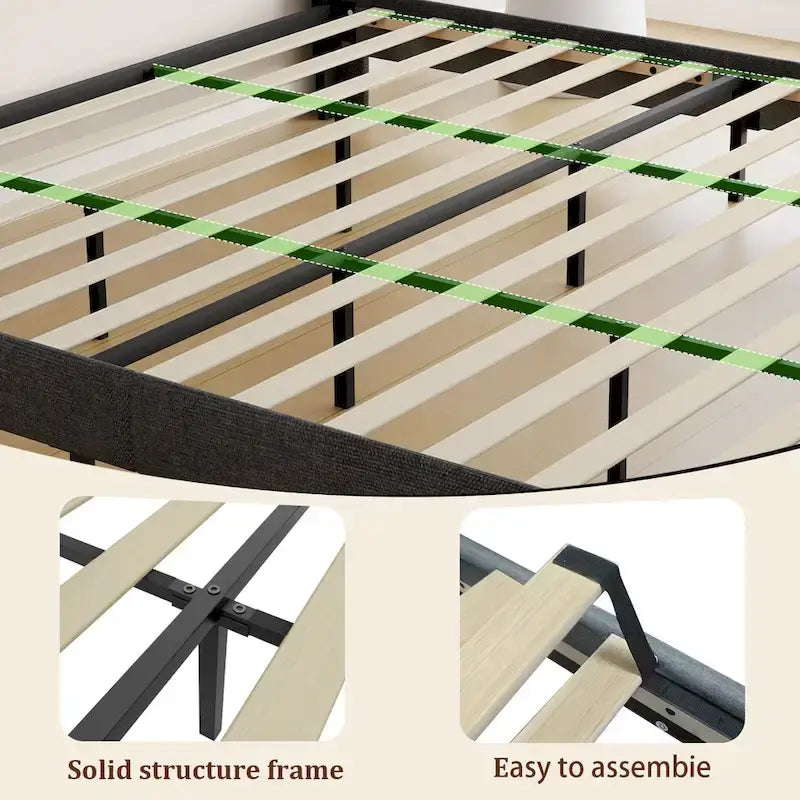 King Size Platform Bed with Fast Charging Station & Storage Headboard , RGB Lighting, 20W USB Ports