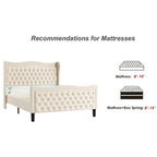 Modern Style Velvet Platform Bed with Upholstered Headboard for Bedroom