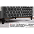 Modern Style Velvet Platform Bed with Upholstered Headboard for Bedroom