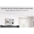 Modern Style Velvet Platform Bed with Upholstered Headboard for Bedroom