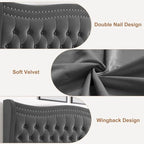 Modern Style Velvet Platform Bed with Upholstered Headboard for Bedroom