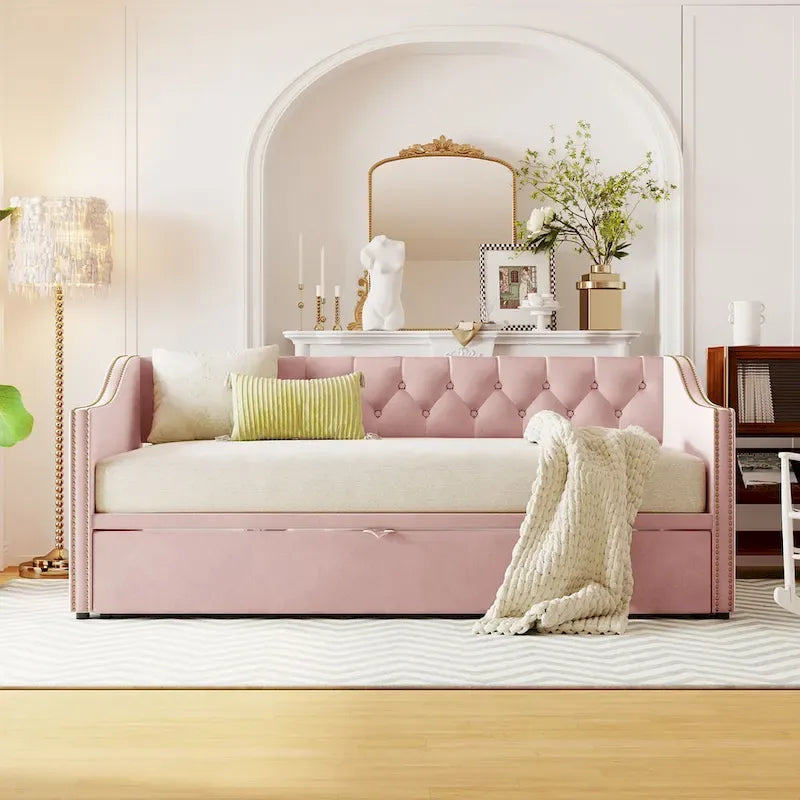 Modern Twin Size Daybed with Pop Up Trundle