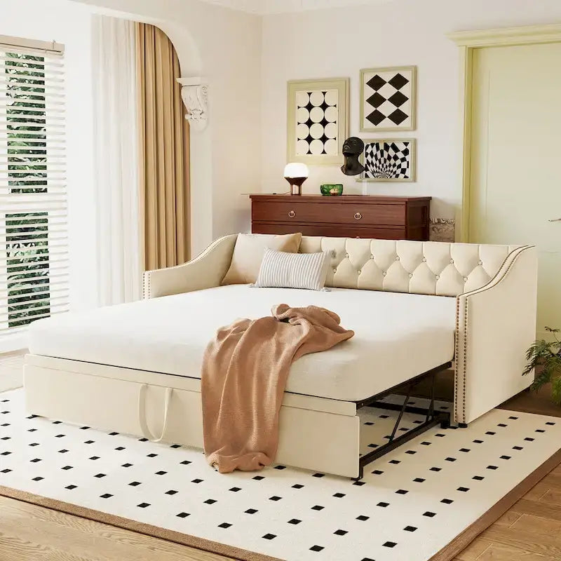 Modern Twin Size Daybed with Pop Up Trundle